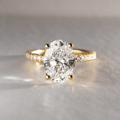 Marquise Shaped Three Stone Lab Grown Diamond Engagement Ring