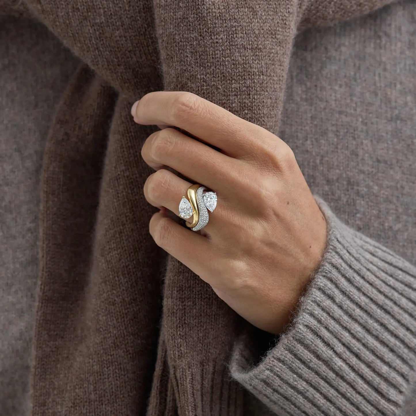 Timeless 1.2 CT Round Cut Unique Swirl Pave Setting Moissanite Diamond Engagement Ring