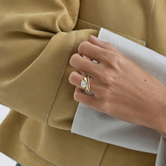 Timeless 0.2 TCW Round Stones Unique Swirl Moissanite Diamond Wedding Band