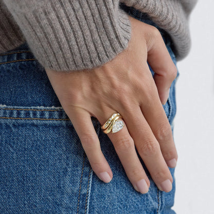 Timeless 0.1 TCW Round Stones Celestial Style Moissanite Diamond Wedding Band