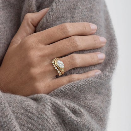 Timeless 0.25 TCW Round Stones Unique Swirl Bezel Moissanite Diamond Wedding Band