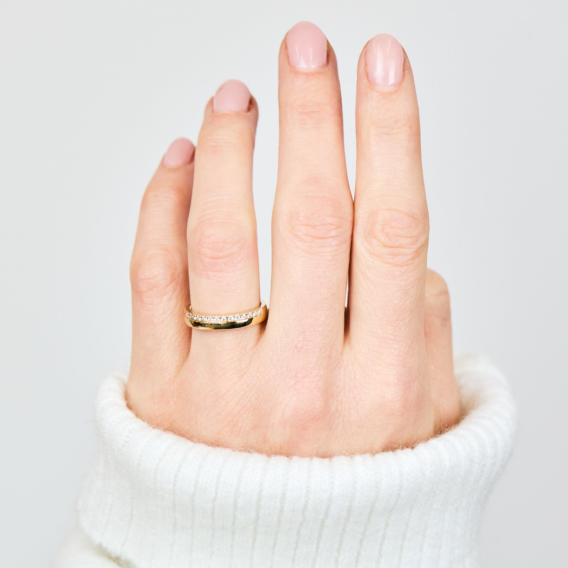 0.25 TCW Round Shaped Half Eternity Lab Grown Diamond Wedding Band