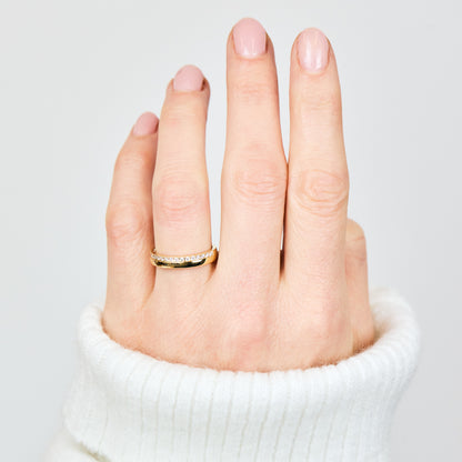 0.25 TCW Round Shaped Half Eternity Lab Grown Diamond Wedding Band