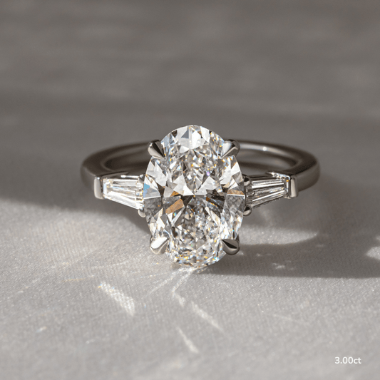 Marquise Shaped Three Stone Lab Grown Diamond Engagement Ring