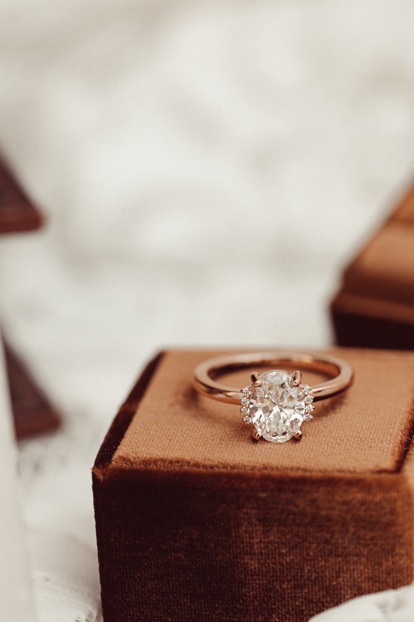 Marquise Shaped Three Stone Lab Grown Diamond Engagement Ring