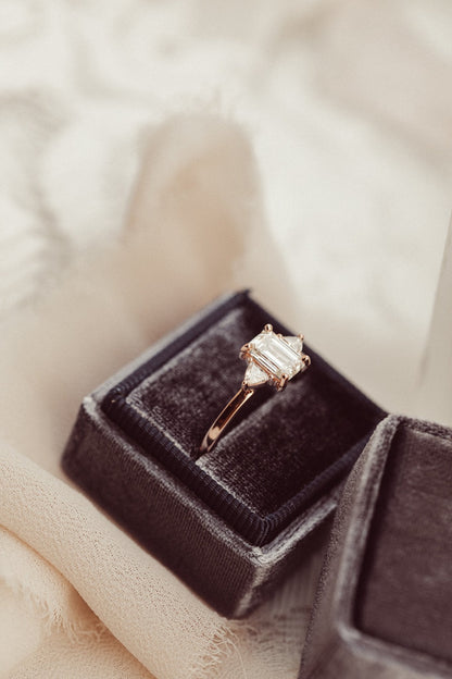 Marquise Shaped Three Stone Lab Grown Diamond Engagement Ring