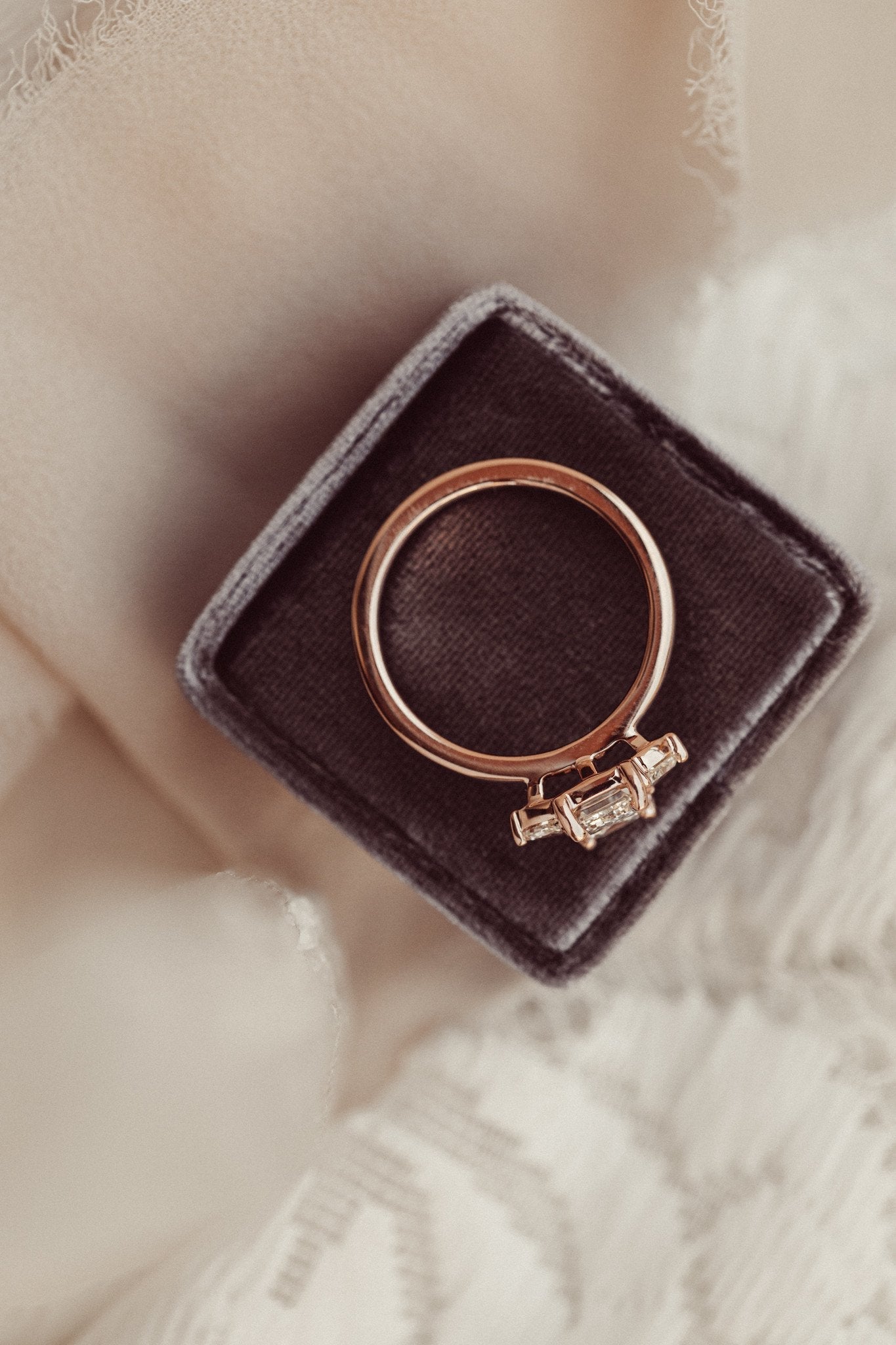 Marquise Shaped Three Stone Lab Grown Diamond Engagement Ring