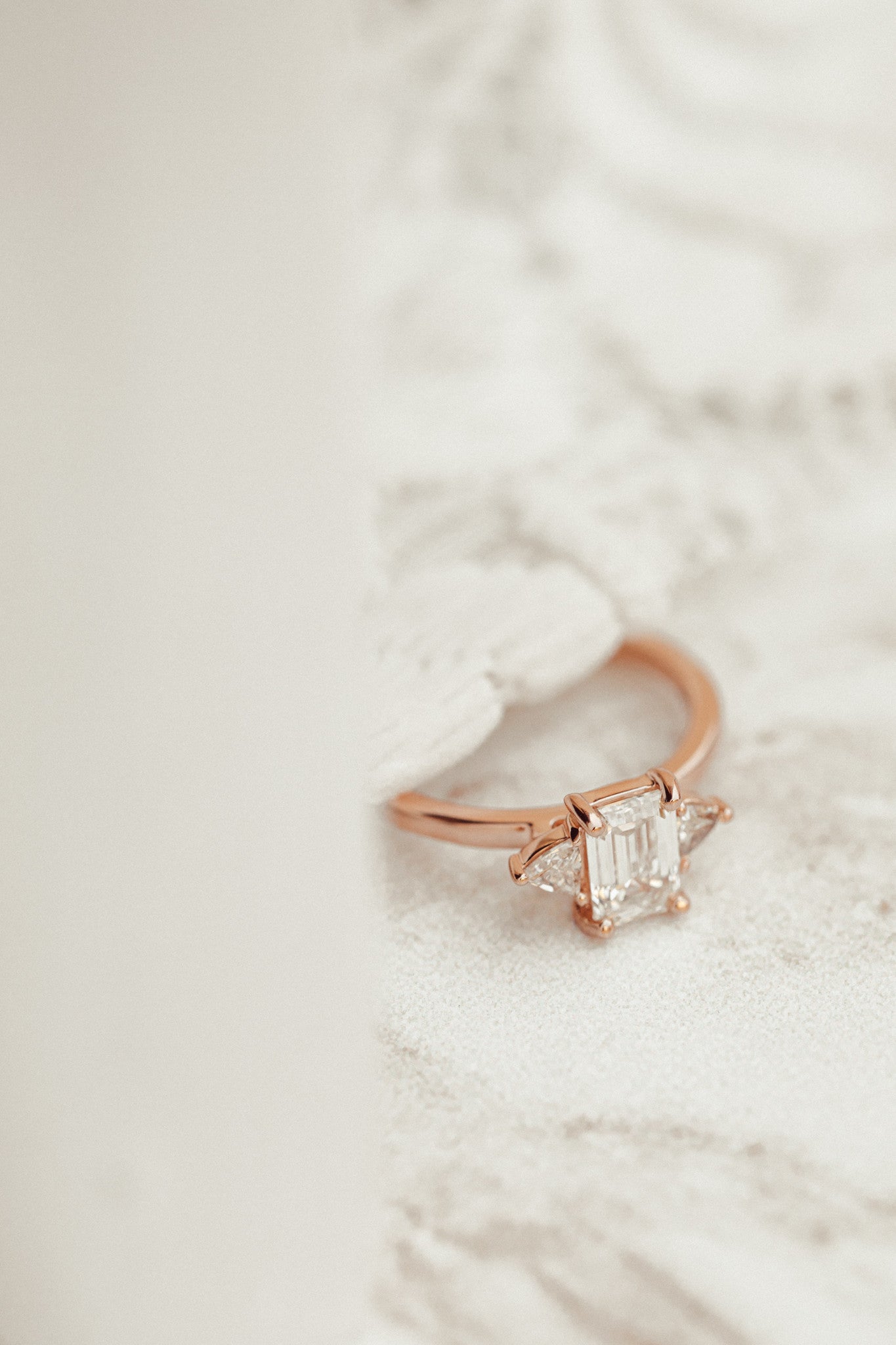 Marquise Shaped Three Stone Lab Grown Diamond Engagement Ring