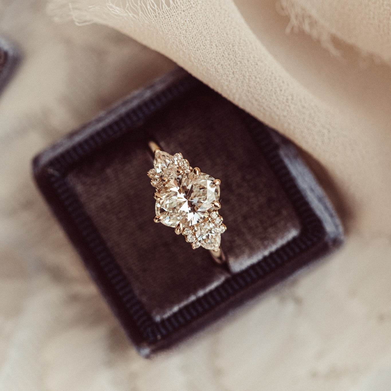 Marquise Shaped Three Stone Lab Grown Diamond Engagement Ring