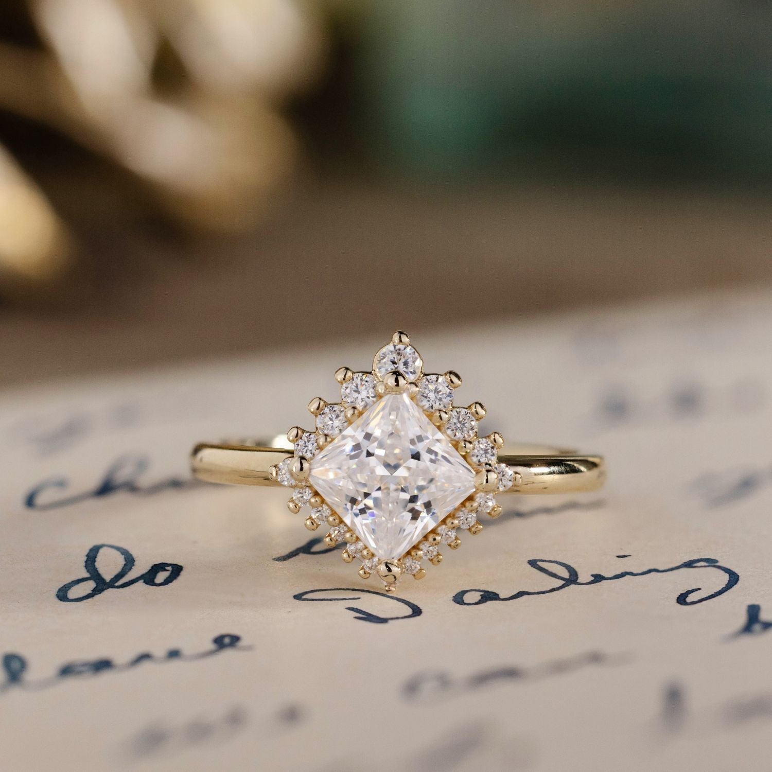 Marquise Shaped Three Stone Lab Grown Diamond Engagement Ring