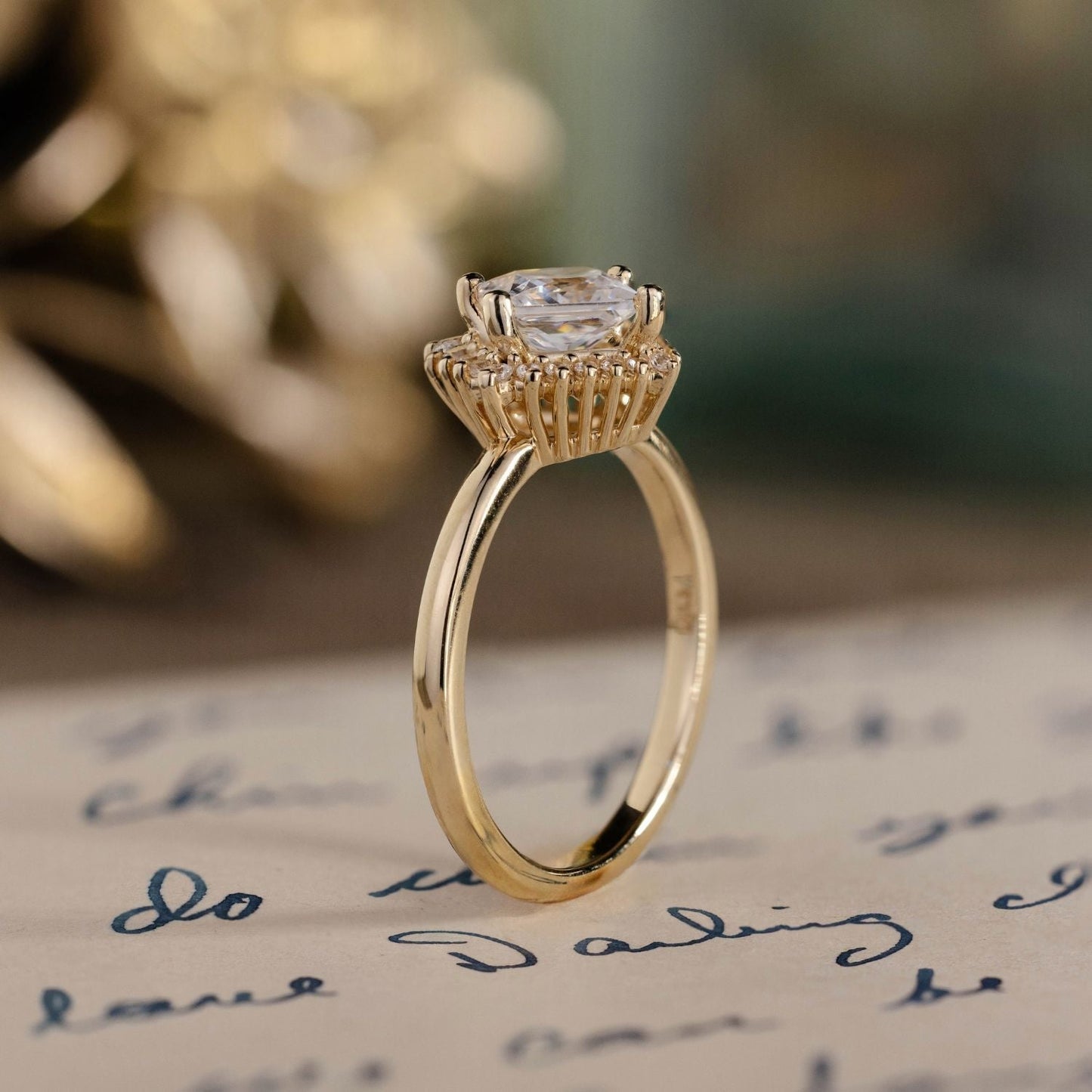 Marquise Shaped Three Stone Lab Grown Diamond Engagement Ring