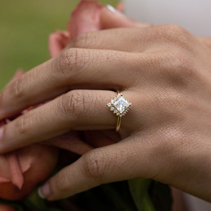 Marquise Shaped Three Stone Lab Grown Diamond Engagement Ring