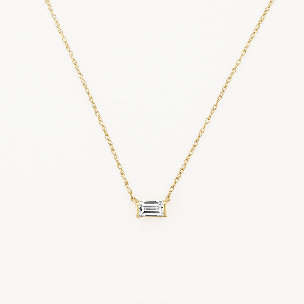 0.27 CT Baguette Solitaire Moissanite Necklace