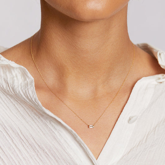 0.27 CT Baguette Solitaire Moissanite Necklace