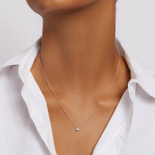 0.27 CT Oval Shaped Solitaire Moissanite Necklace