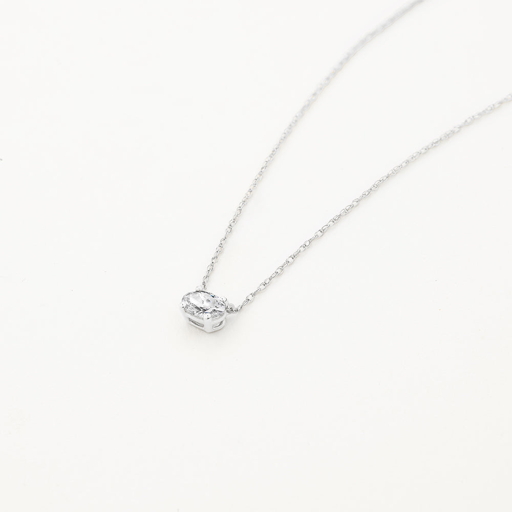 0.27 CT Oval Shaped Solitaire Moissanite Necklace