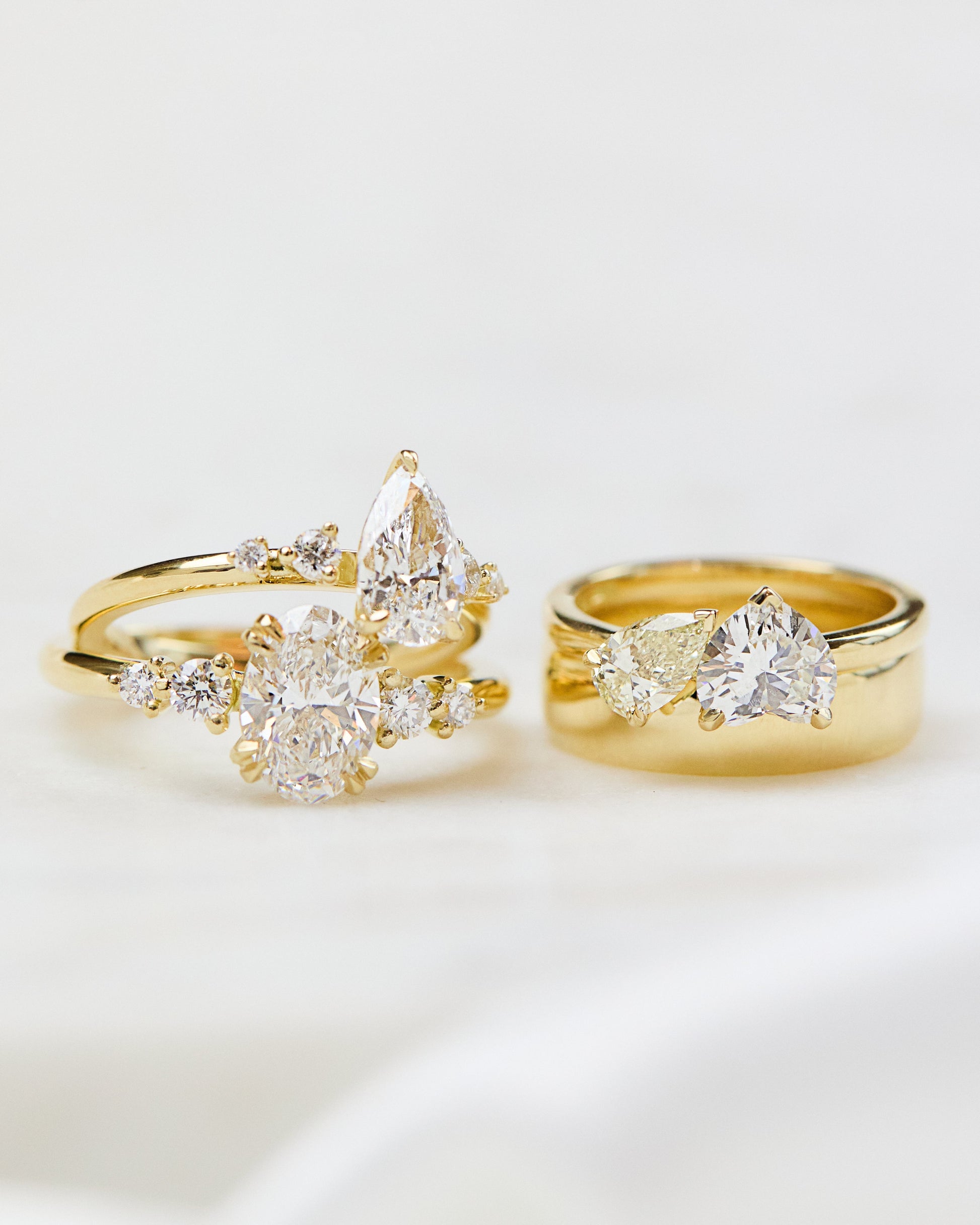 Marquise Shaped Three Stone Lab Grown Diamond Engagement Ring