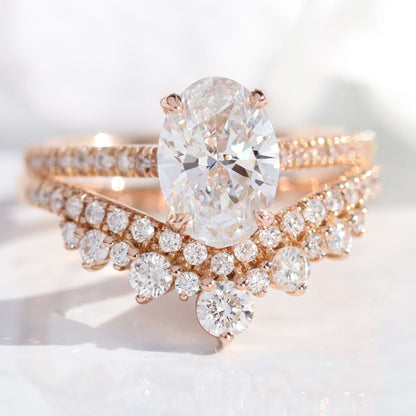 1.5 CT Oval Cut Vintage Moissanite Bridal Ring Set