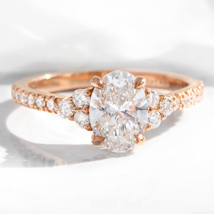 1.2 CT Oval Cut Vintage Cluster Moissanite Bridal Ring Set