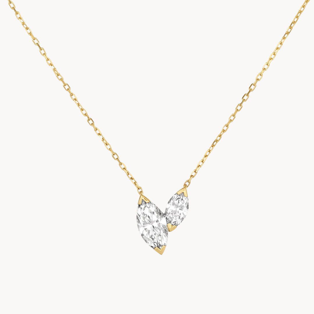 0.7 TCW Round Two Stone Moissanite Necklace