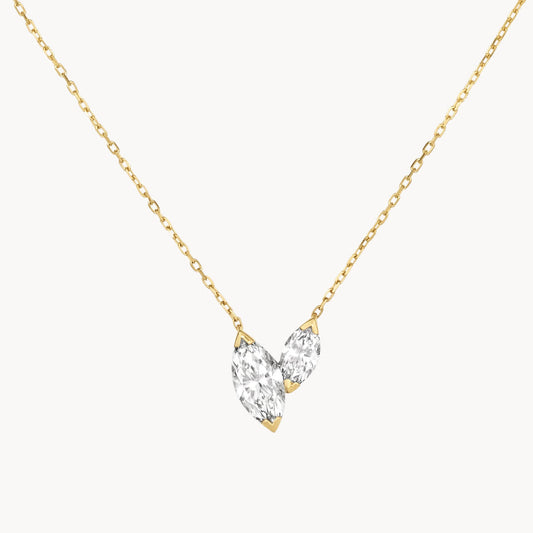 0.7 TCW Round Two Stone Moissanite Necklace