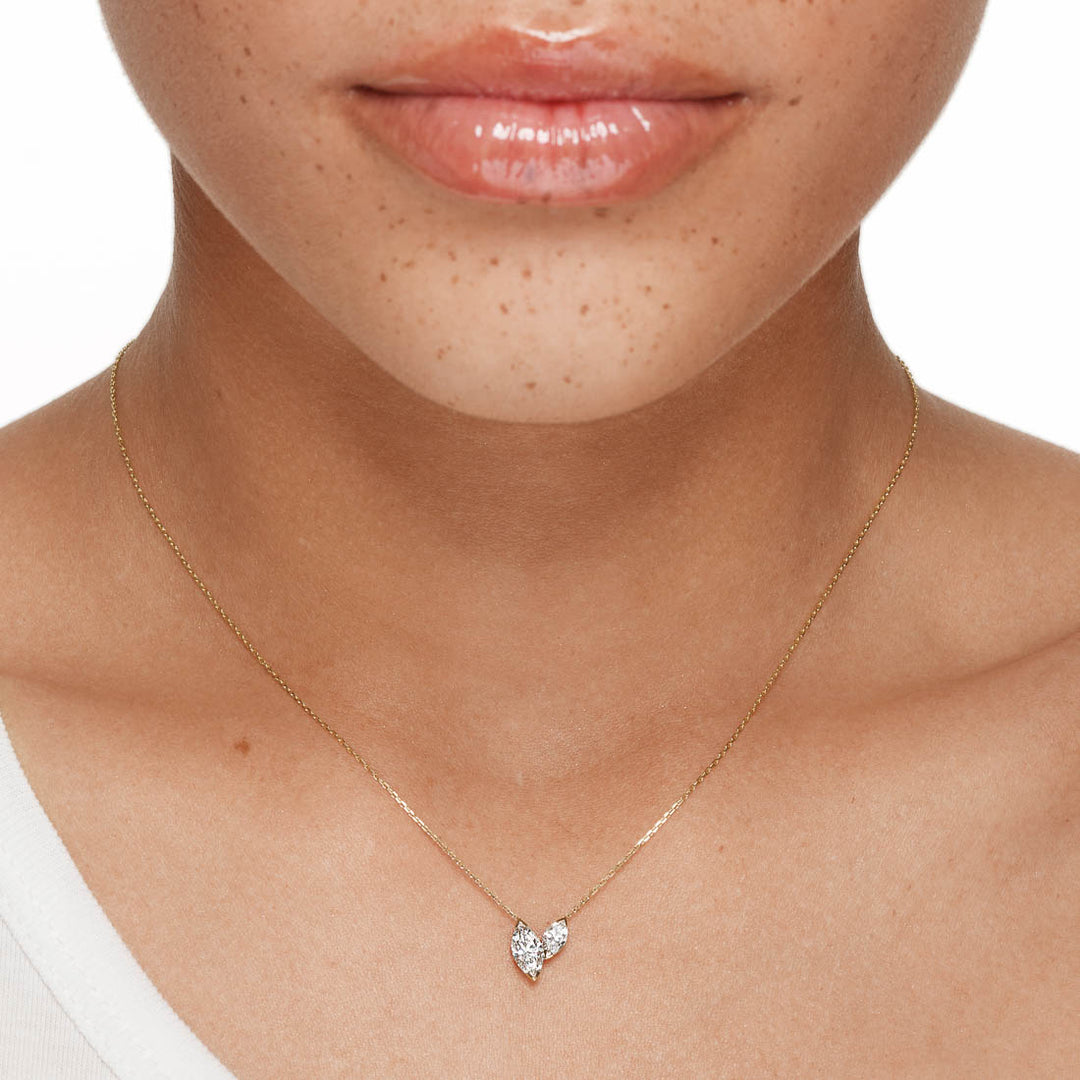 0.7 TCW Round Two Stone Moissanite Necklace