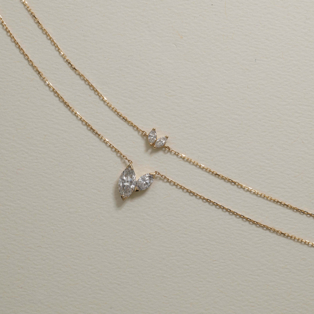 0.7 TCW Round Two Stone Moissanite Necklace