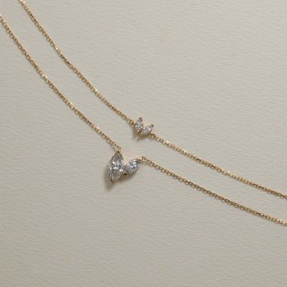 0.7 TCW Round Two Stone Moissanite Necklace