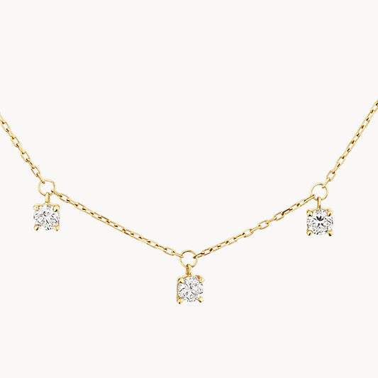 0.24 TCW Round Floating Droplet Moissanite Necklace