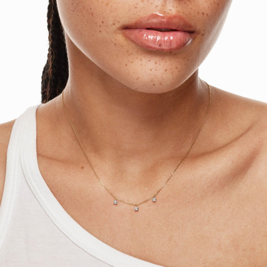 0.24 TCW Round Floating Droplet Moissanite Necklace