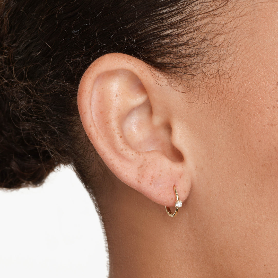 0.20 TCW Round Shaped Moissanite Hoop Earrings