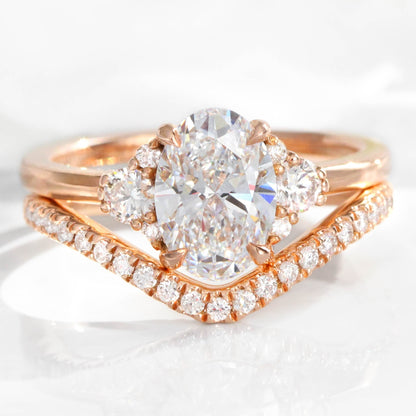 1.5 CT Oval Cut 3 Stones Moissanite Bridal Ring Set