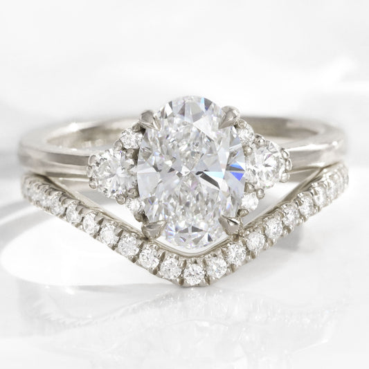 1.5 CT Oval Cut 3 Stones Moissanite Bridal Ring Set