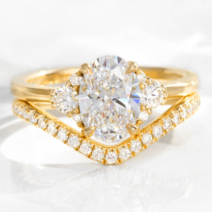 1.5 CT Oval Cut 3 Stones Moissanite Bridal Ring Set