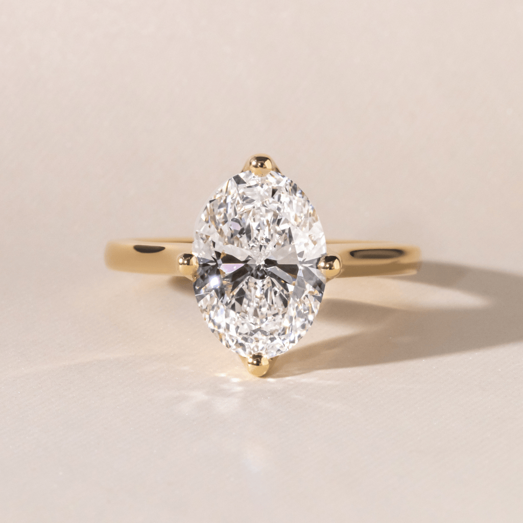 Marquise Shaped Three Stone Lab Grown Diamond Engagement Ring