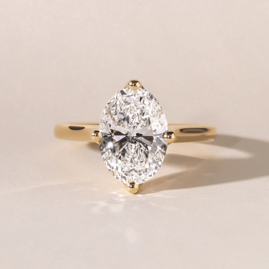 Marquise Shaped Three Stone Lab Grown Diamond Engagement Ring