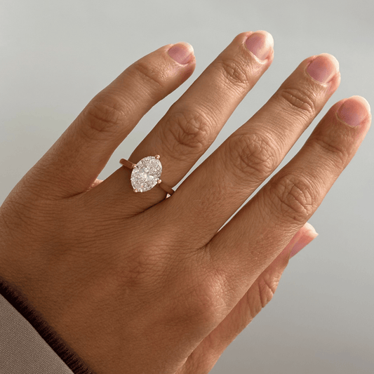 Marquise Shaped Three Stone Lab Grown Diamond Engagement Ring