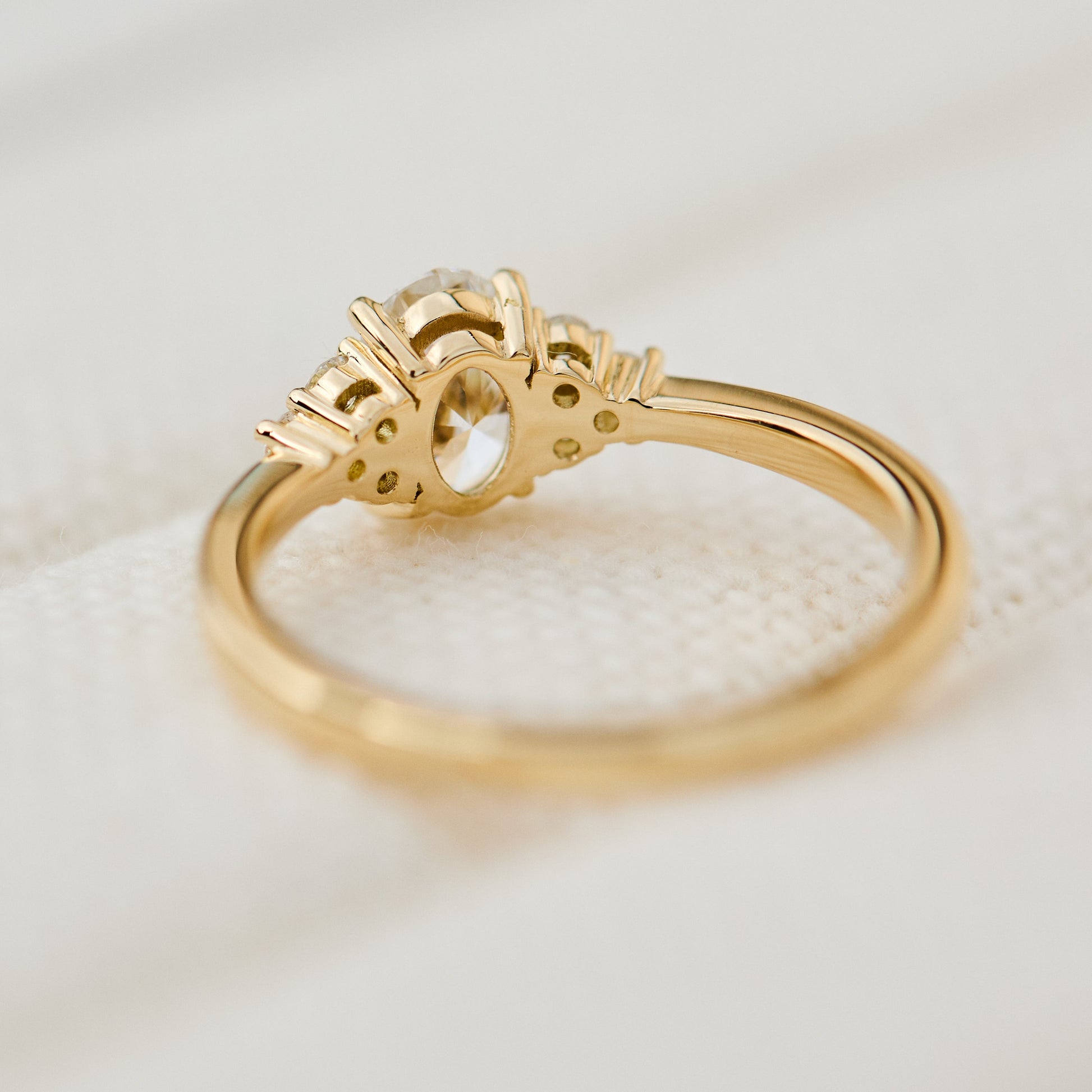 Marquise Shaped Three Stone Lab Grown Diamond Engagement Ring