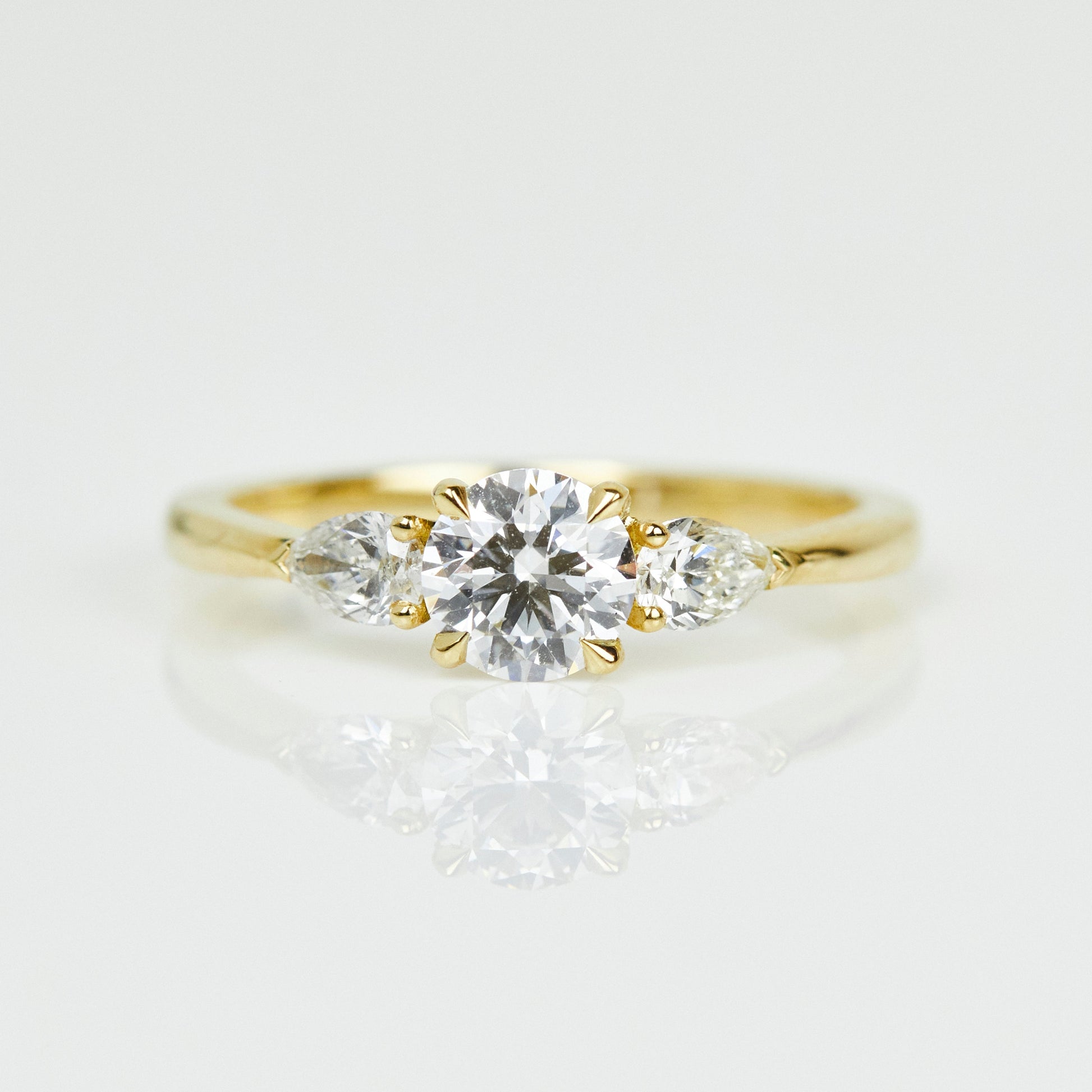 Marquise Shaped Three Stone Lab Grown Diamond Engagement Ring