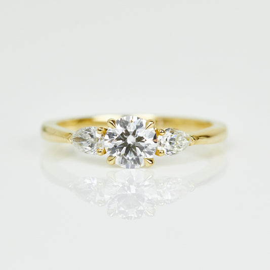 Marquise Shaped Three Stone Lab Grown Diamond Engagement Ring