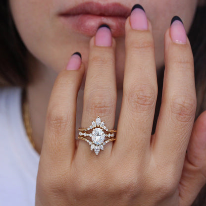 2.9 Carats Emerald Pave Styled Moissanite Engagement Ring