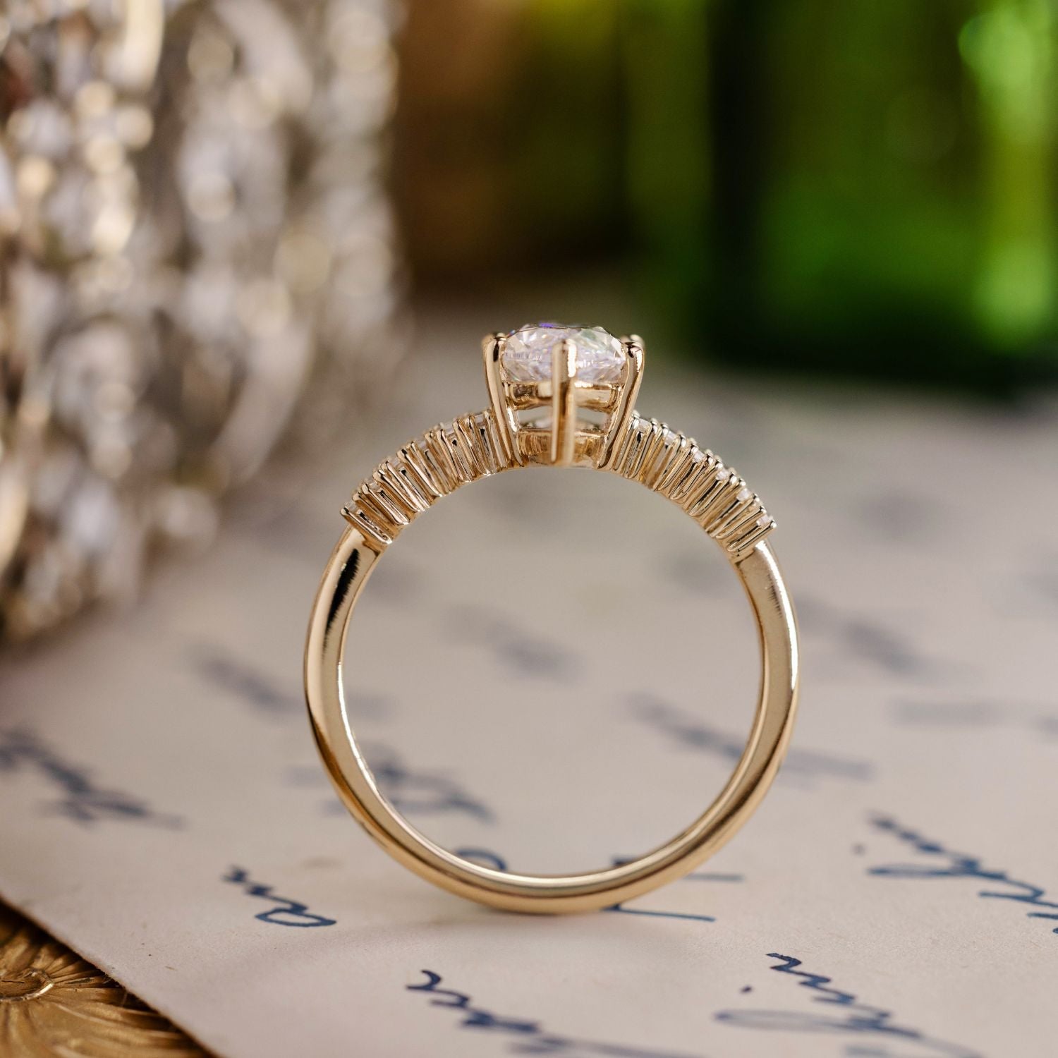 Marquise Shaped Three Stone Lab Grown Diamond Engagement Ring