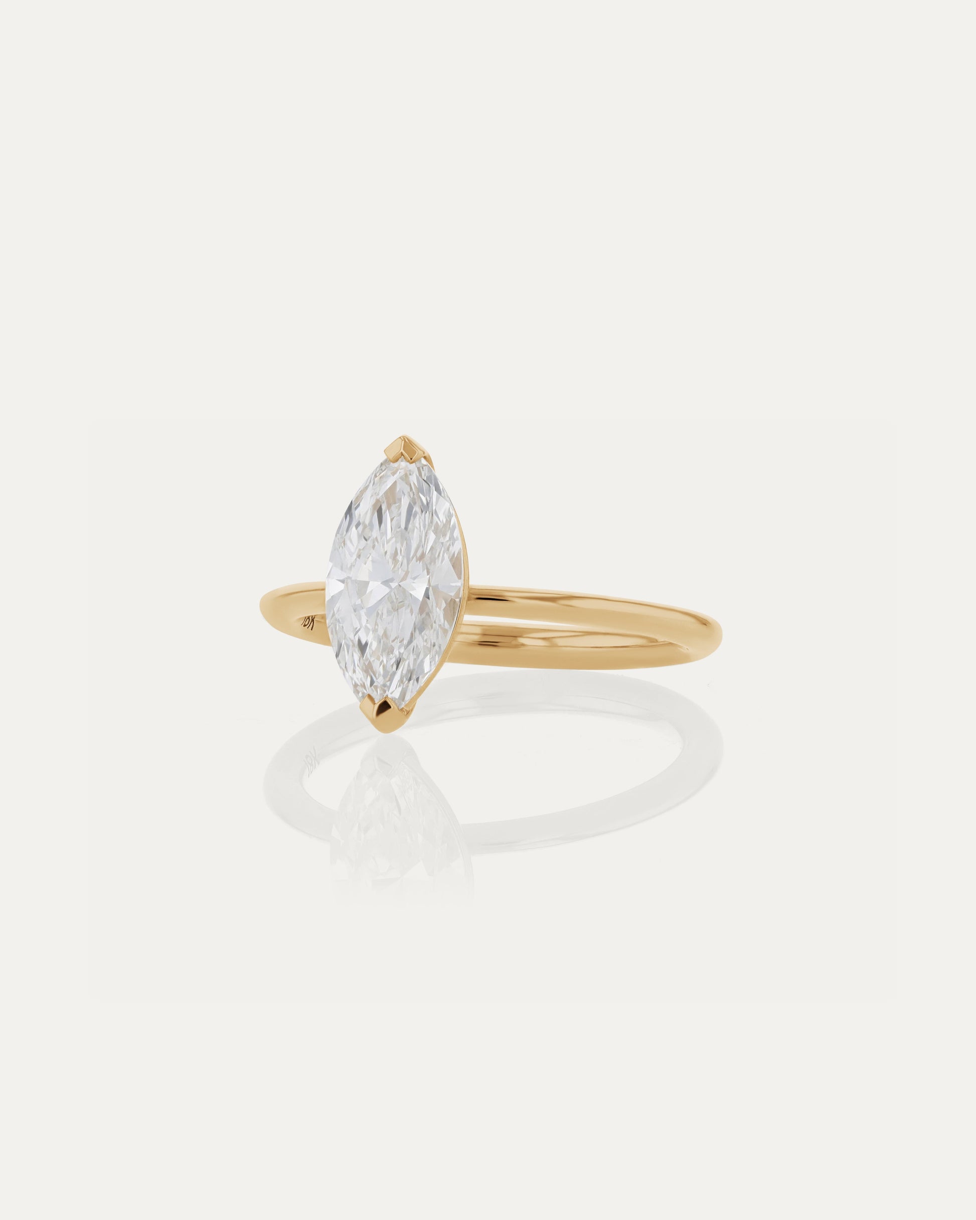 Marquise Shaped Three Stone Lab Grown Diamond Engagement Ring