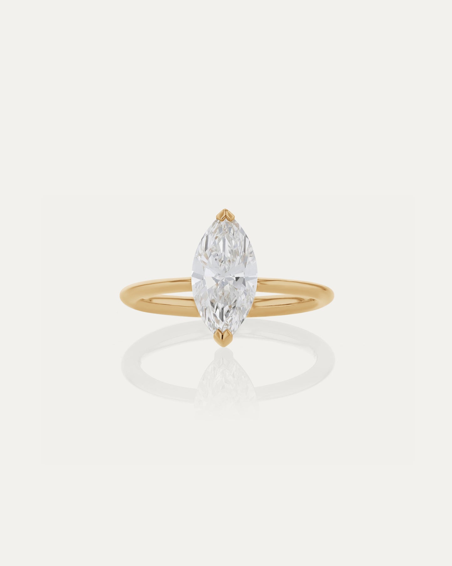 Marquise Shaped Three Stone Lab Grown Diamond Engagement Ring