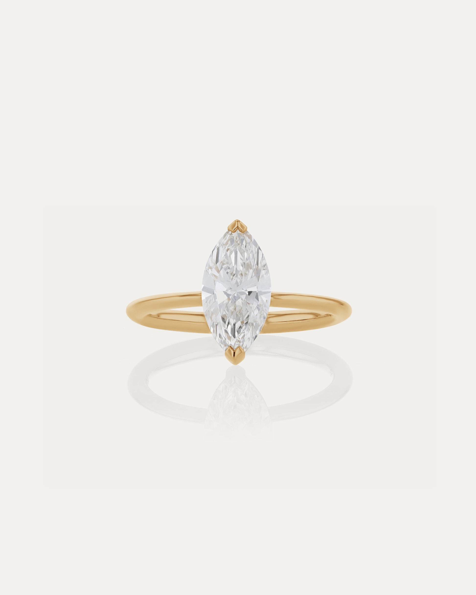 Marquise Shaped Three Stone Lab Grown Diamond Engagement Ring
