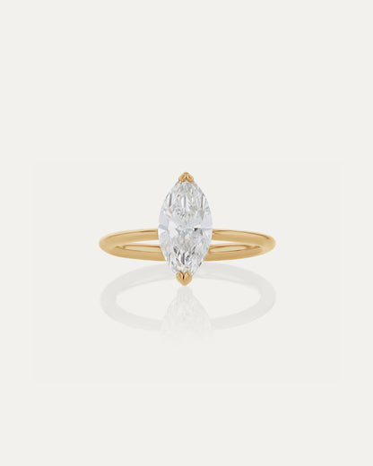 Marquise Shaped Three Stone Lab Grown Diamond Engagement Ring