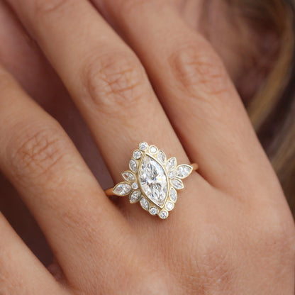 2.9 Carats Emerald Pave Styled Moissanite Engagement Ring