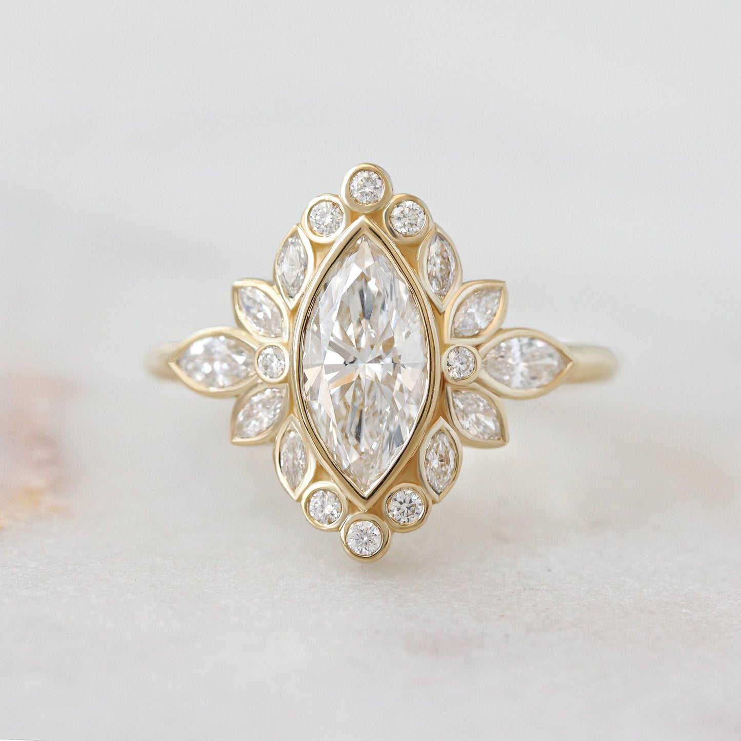 2.9 Carats Emerald Pave Styled Moissanite Engagement Ring