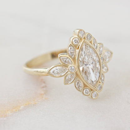 2.9 Carats Emerald Pave Styled Moissanite Engagement Ring