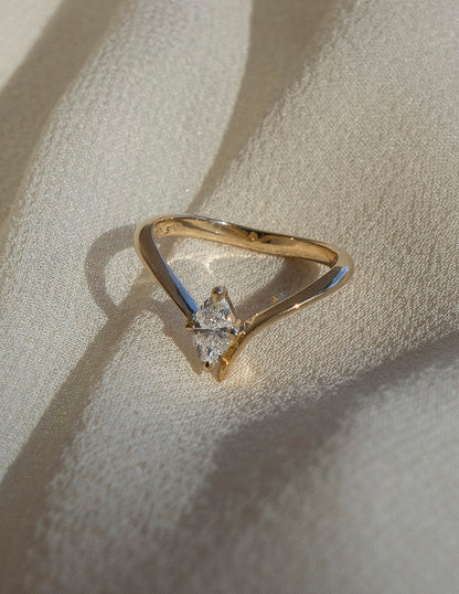 0.45 CT Marquise Moissanite Engagement Ring with Swirl Solitaire Minimal Design